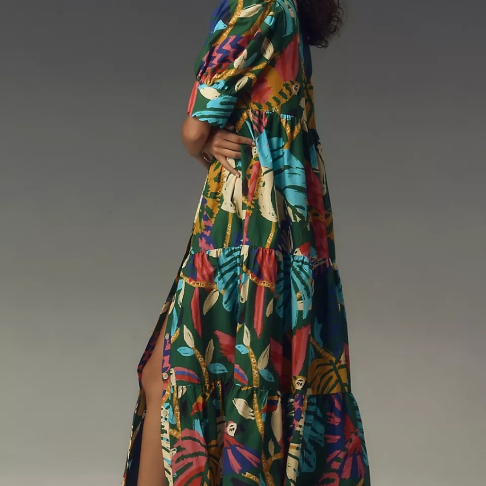 FARM Rio Navy Multicolor Tropical-Print Button Maxi Dress - Picture 4 of 11